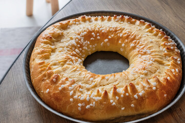 Close up of a delightful homemade brioche from the Ardennes region from France 
