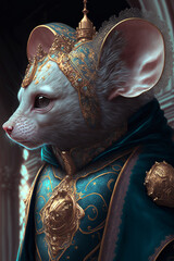 Wise Mouse, Portrait, Inside of a Castle, Decorative- Generative AI