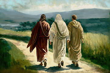 Jesus and the disciples. Painting illustration, generative ai - obrazy, fototapety, plakaty