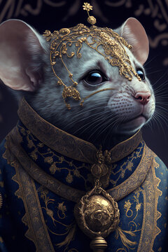 Fantasy Mouse, Portrait, Inside of a Temple, Decorative- Generative AI