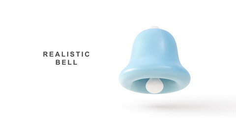 3D realistic blue bell on white background. Vector illustration.