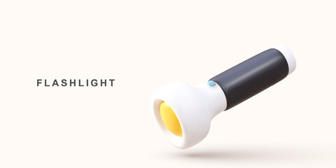 3d realistic flashlight. Vector illustration.