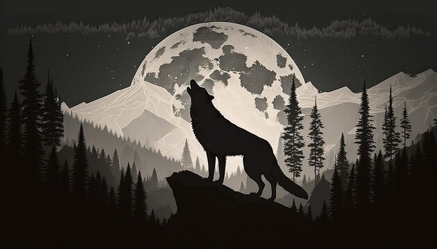 Wolf Howling at the Moon - Generative AI