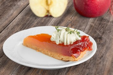 Tasty fresh pie dish on the desk