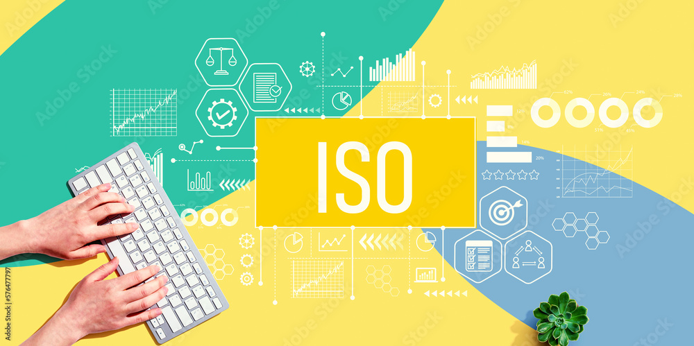 Aufkleber iso theme with person using a computer keyboard