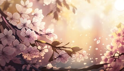 Obraz na płótnie Canvas japanese cherry blossom tree wallpaper background created with generative ai technology