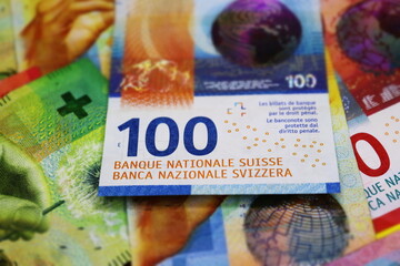 Swiss money. Business background. Swiss banknotes. Swiss cash.
