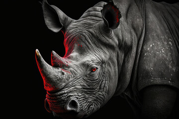 black rhino close up made with generative ai - obrazy, fototapety, plakaty