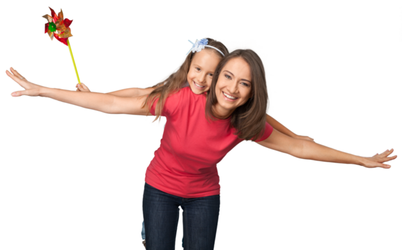 Portrait of Mother with Young Daughter on her Back
