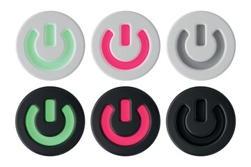 Black and white vector power buttons. Turn on and turn off buttons set.