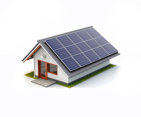 Sustainable House with Solar Panels on the Roof Generative Ai