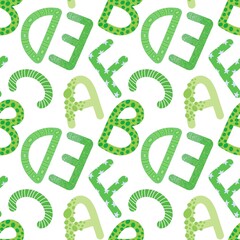 Cartoon alphabet seamless kids letter pattern for wrapping paper and fabrics and linens and festive packaging