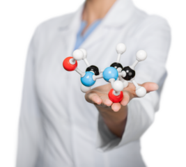 Closeup of a Female Scientist Holding a Molecular Structure