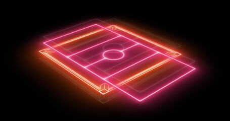 Image of neon stadium and ring on black background