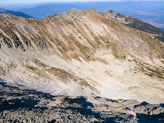 Aerial view Around Polezhan peak, Pirin Mountain, Bulgaria