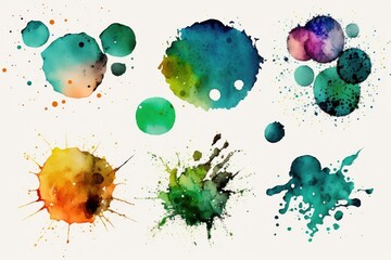 Watercolor splatters. Isolated on white background