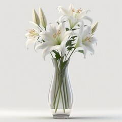 White lilies in a tall slim vase
