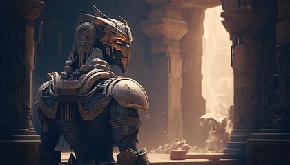 futuristic ancient egypt alien cyborgs god wallpaper background created with generative ai technology
