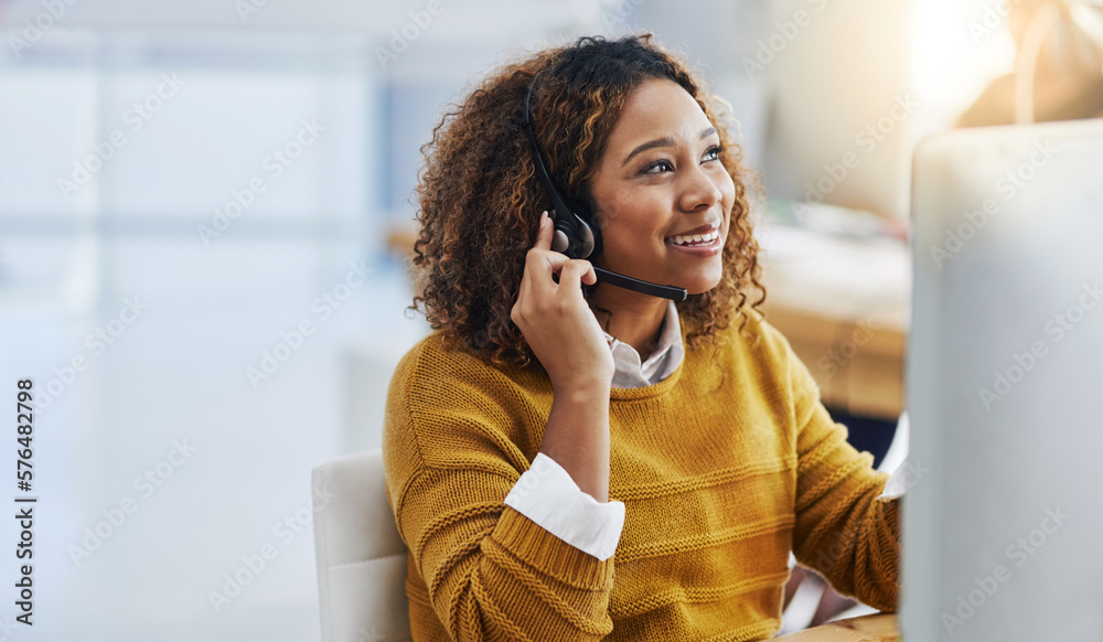 Canvas Prints Her display of care in customers is great business. Shot of a female agent working in a call centre.