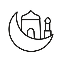 Islamic Icons Line Art Vector, Ramadan Kareem Elements, Eid Mubarak Design Elements, Muslim Prayer, Mosque, 