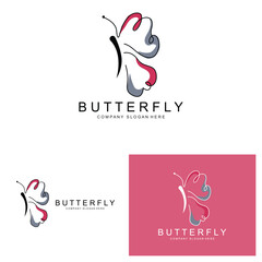 Butterfly Logo Design, Beautiful Flying Animal, Company Brand Icon Illustration, Screen Printing, Salon