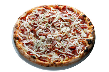 pepperoni pizza with onions