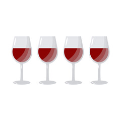 Jewish holiday Passover, Pesach. Four glass of wine icons and symbols on white background. Vector illustration