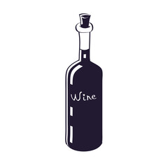 Wine bottle vector icon for restaurant menu