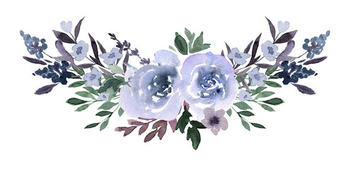 A stunning watercolor bouquet in shades of lavender
