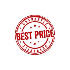 Best Price Guarantee red rubber stamp on paper icon isolated on white background. Suitable for business and marketing. 