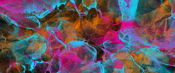 Abstract grunge vector background with bright colors splashes for cover design, poster, cover, banner, flyer, cards and design interior. Multicolor ink futuristic texture illustration. Color smoke.