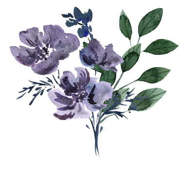 A graceful watercolor bouquet in shades of lavender