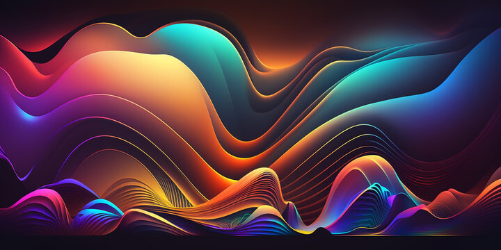 3d multidimensional vector abstract background, cosmic multicolour assets, clean details, iridescent waves and lines, unique background banner or header.
