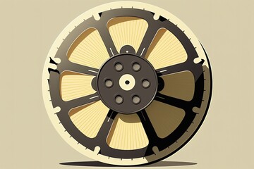 Obraz premium Illustration with old cinema film reels, background. Generative AI 