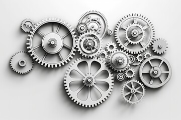 White background with gears, ideas and creativity concept. generative AI