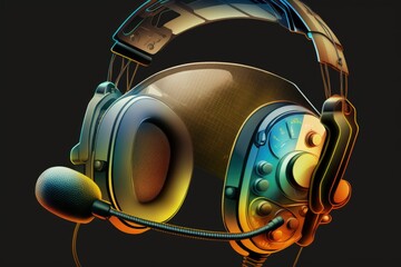 Headset illstration, gamer concept, background. Generative AI