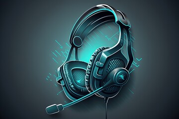 Headset illstration, gamer concept, background. Generative AI