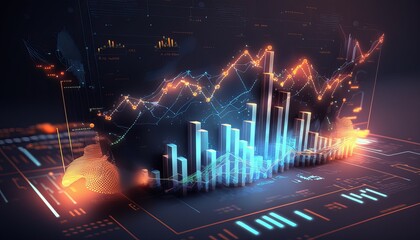 Abstract Background chart stock market. Generative AI. - obrazy, fototapety, plakaty