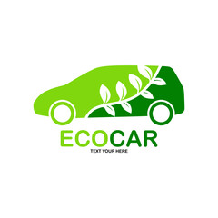 Eco car vector logo template. Suitable for business, web, art, nature and technology