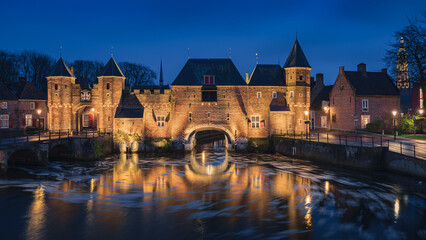 Fototapeta na wymiar Koppelpoort, the historic city wall gate in Amersfoort, Netherlands