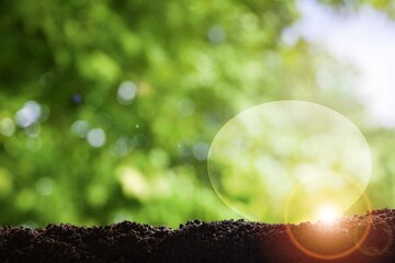 Carbon concept. CO2 text on nature background.