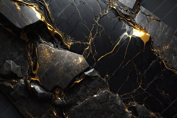 Black gold marble texture. Abstract surface design. Luxury modern elegant stone Generative AI - obrazy, fototapety, plakaty