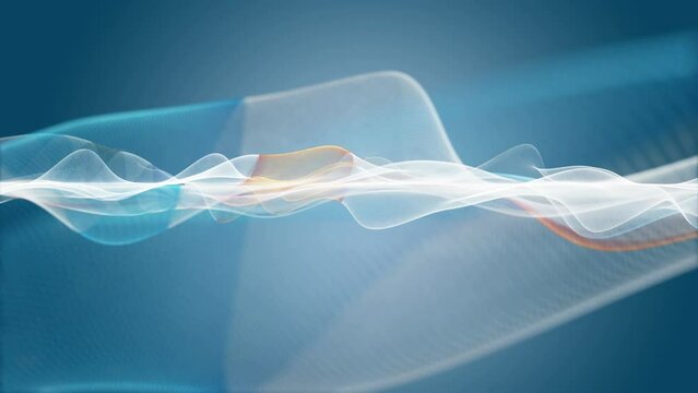 Fantastic video animation with particle wave object in slow motion, 4096x2304 loop 4K