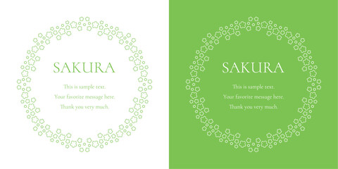 素材_フレームのセット_桜をモチーフにした春の飾り枠。シンプルで高級感のある囲みのデザイン。