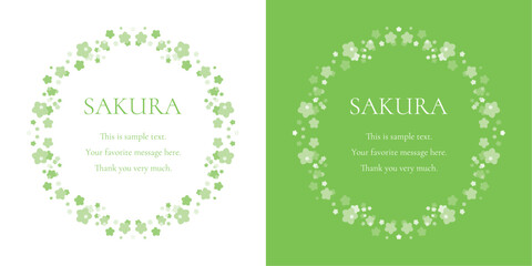 素材_フレームのセット_桜をモチーフにした春の飾り枠。シンプルで高級感のある囲みのデザイン。