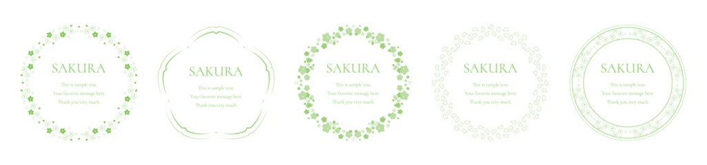 素材_フレームのセット_桜をモチーフにした春の飾り枠。シンプルで高級感のある囲みのデザイン。