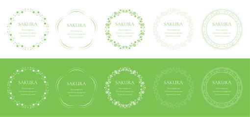 素材_フレームのセット_桜をモチーフにした春の飾り枠。シンプルで高級感のある囲みのデザイン。