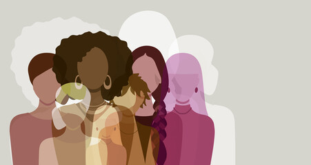 March 8, women, International Women's Day. Background for a poster, t-shirt or banner.