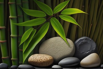 Obraz na płótnie Canvas Serene Wellness: Bamboo and Stones in a Spa, generative ai