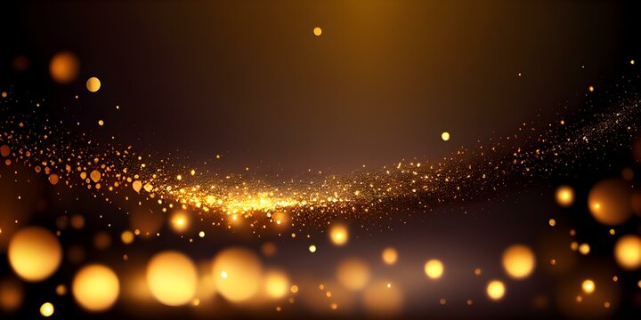 Elegant Gold Bokeh Background with Glittering Decorations and Shiny Gradient